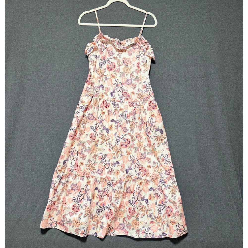 Sundress Tiered Sleeveless Strappy Size S‎ Cottagecore Beachy Pastel Floral